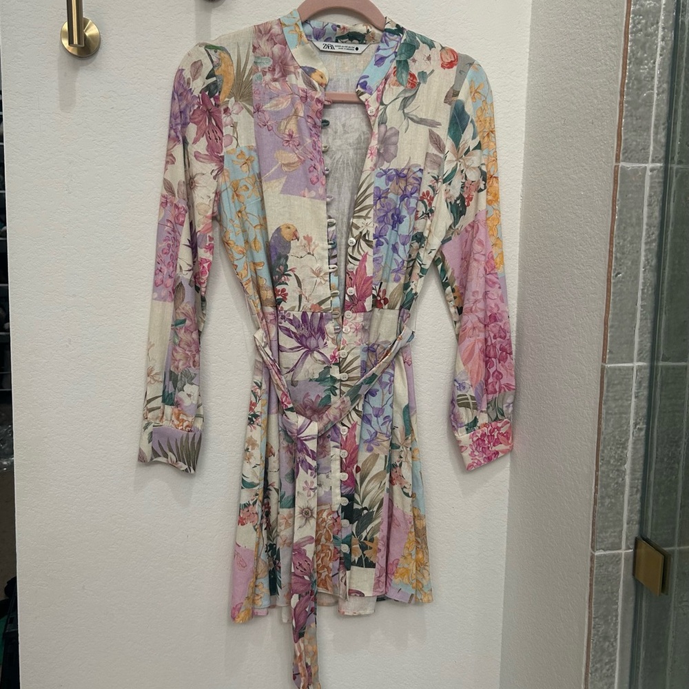 Zara Printed long sleeve dress